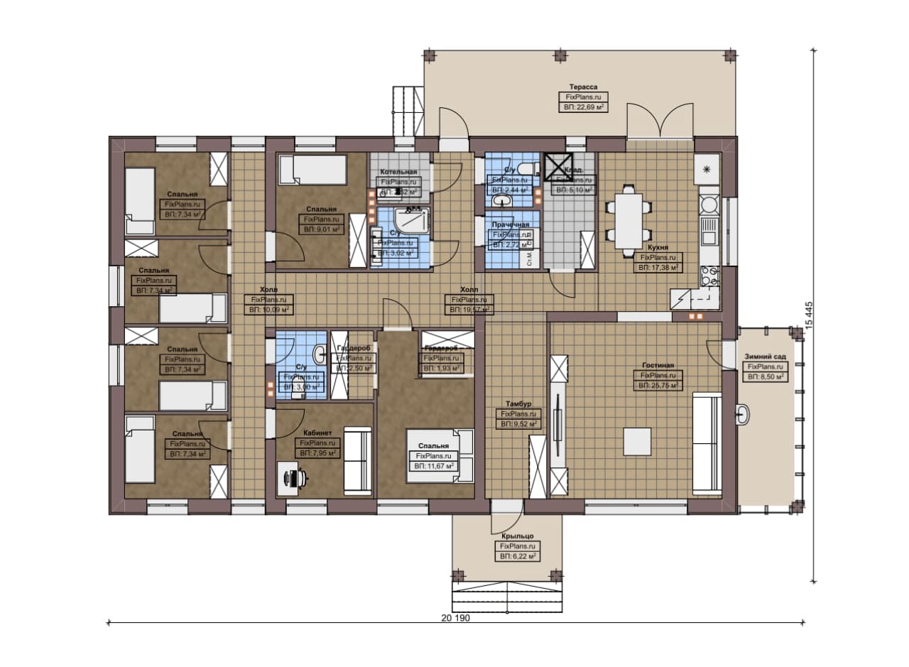 Планировка Одноэтажный дом F-8450