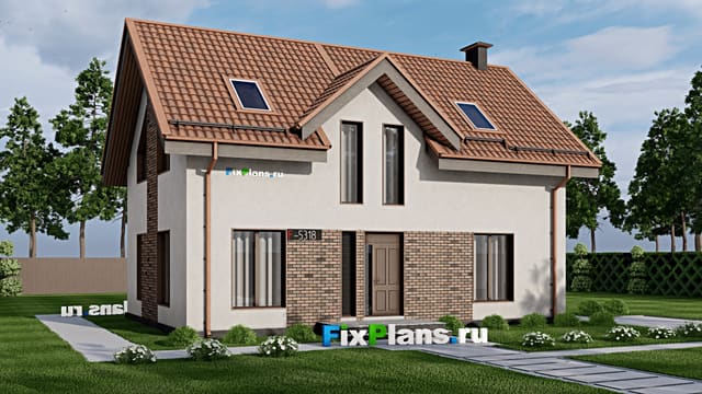 Одноэтажный дом с мансардой  F-5318
