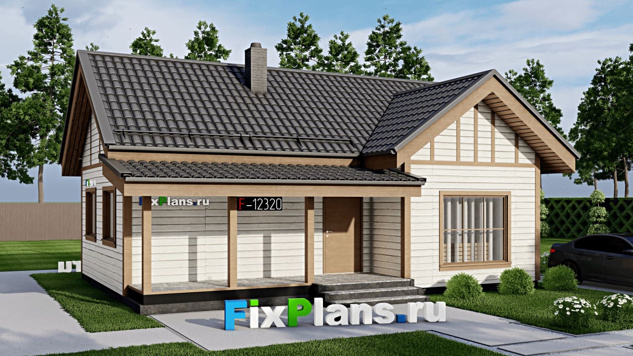 Одноэтажный дом F-12320 — фасад