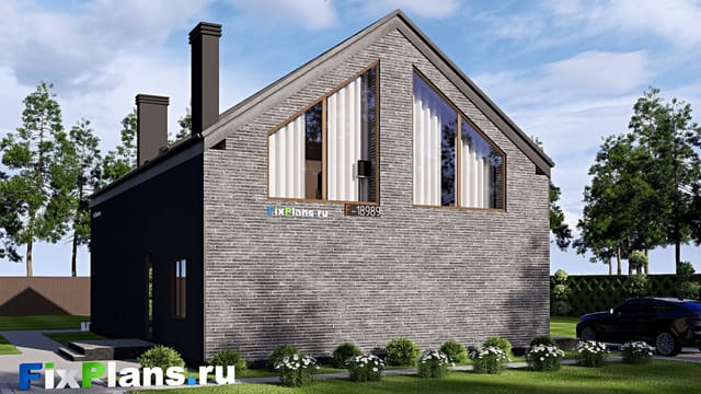 Одноэтажный дом с мансардой  F-18989
