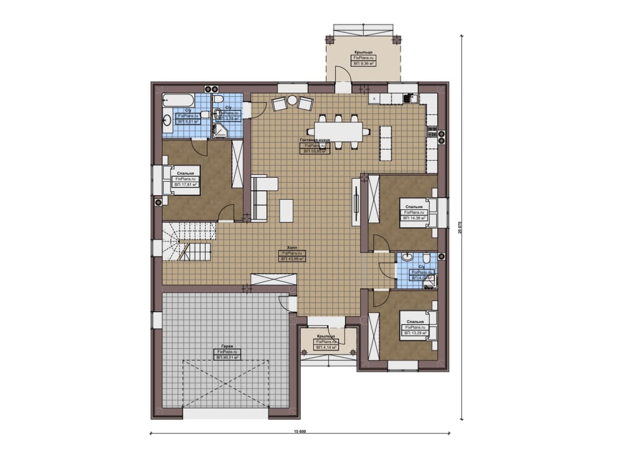 Планировка Одноэтажный дом F-16919