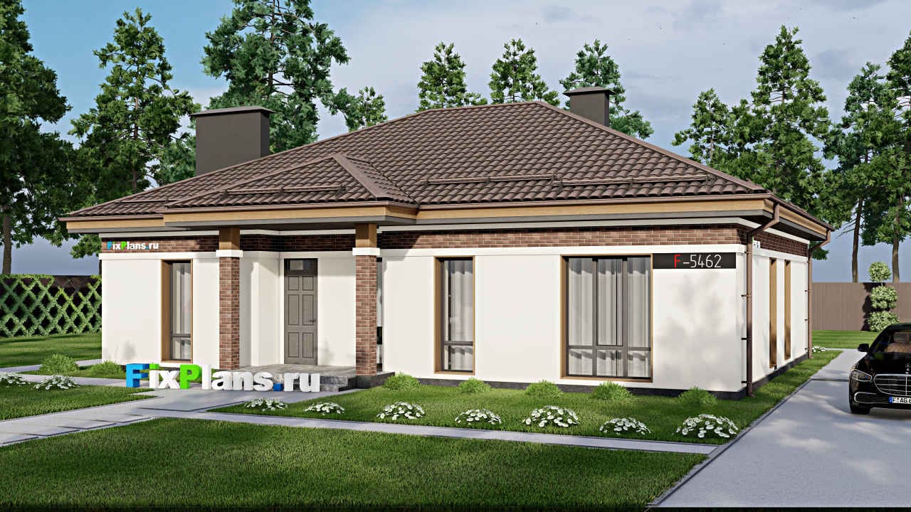 Одноэтажный дом F-5462 — фасад